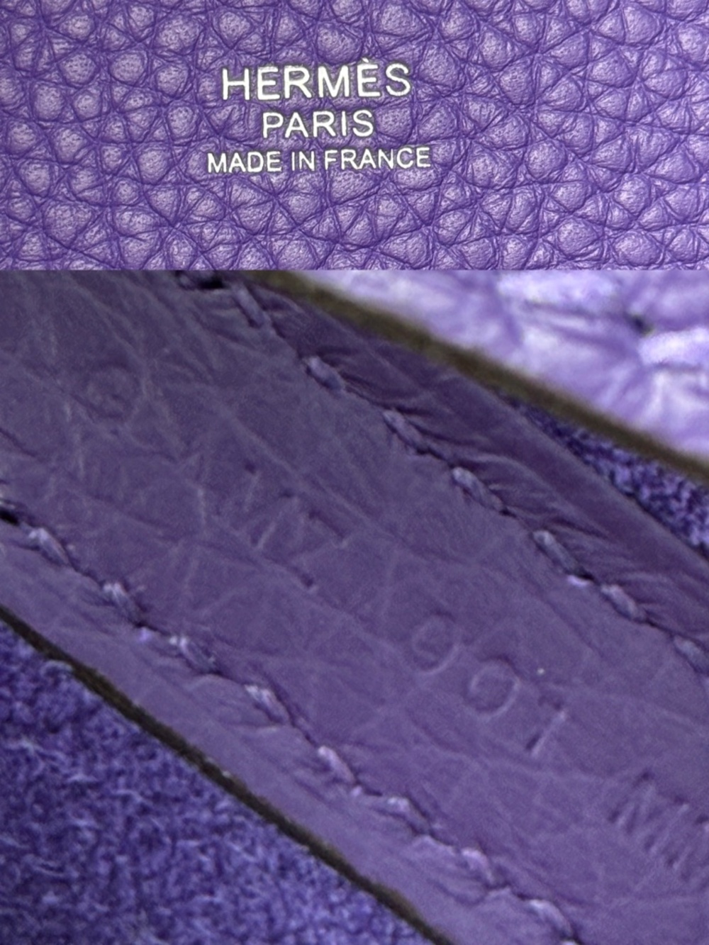 Authentic HERMES Picotin Lock 18 PM Purple Taurillon Clemence Satchel Top Handle - Picture 10 of 13